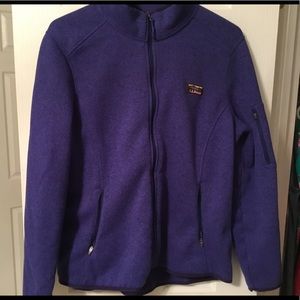 Womens LL Bean purple zip up sweater fleece